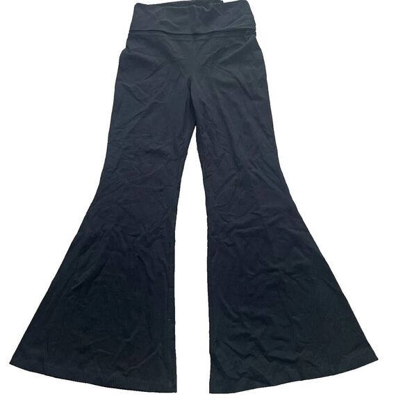 aerie Offline Women Sz L-Long Black OG Foldover Hi-Waisted Super Flare Leggings - Picture 1 of 4